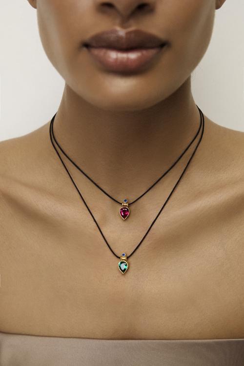 Katerina Makriyianni Falling Drops Necklace / Green