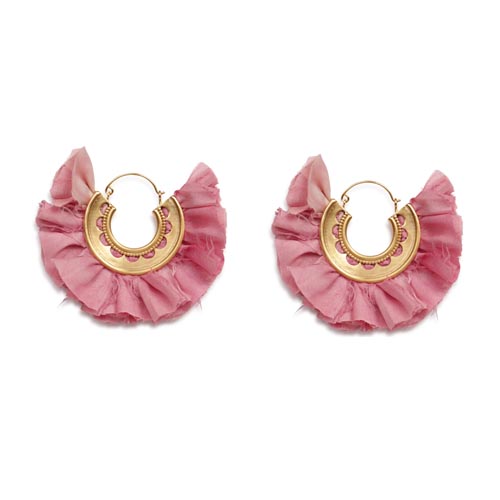 katerina makriyianni Lace Fan Earrings / Dusty Pink