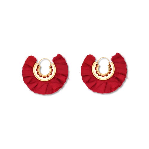 katerina makriyianni Lace Fan Earrings / Red