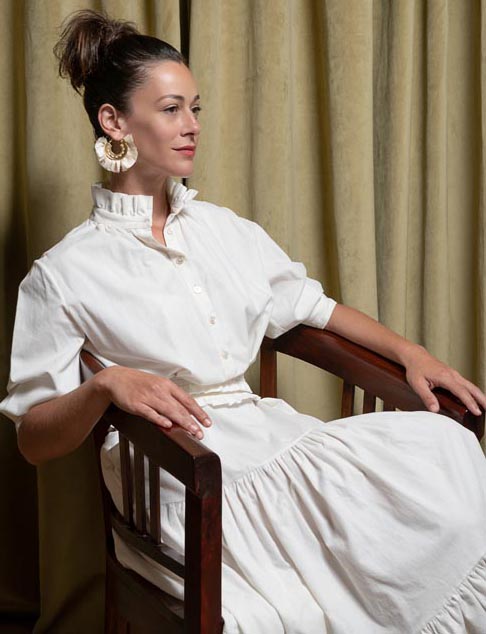 Katerina Makriyianni Lace Fan Earrings / White