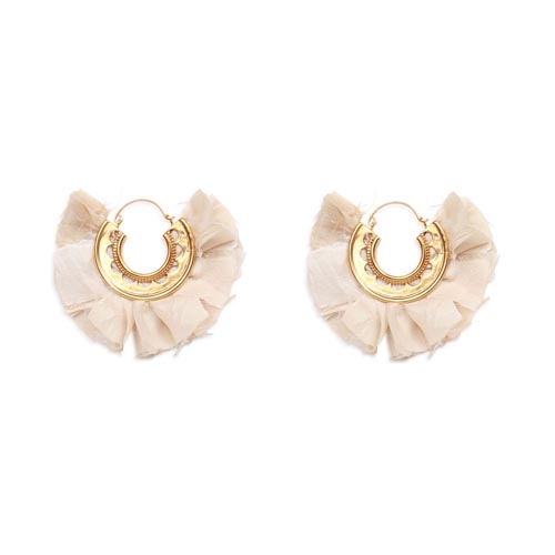 katerina makriyianni Lace Fan Earrings / White