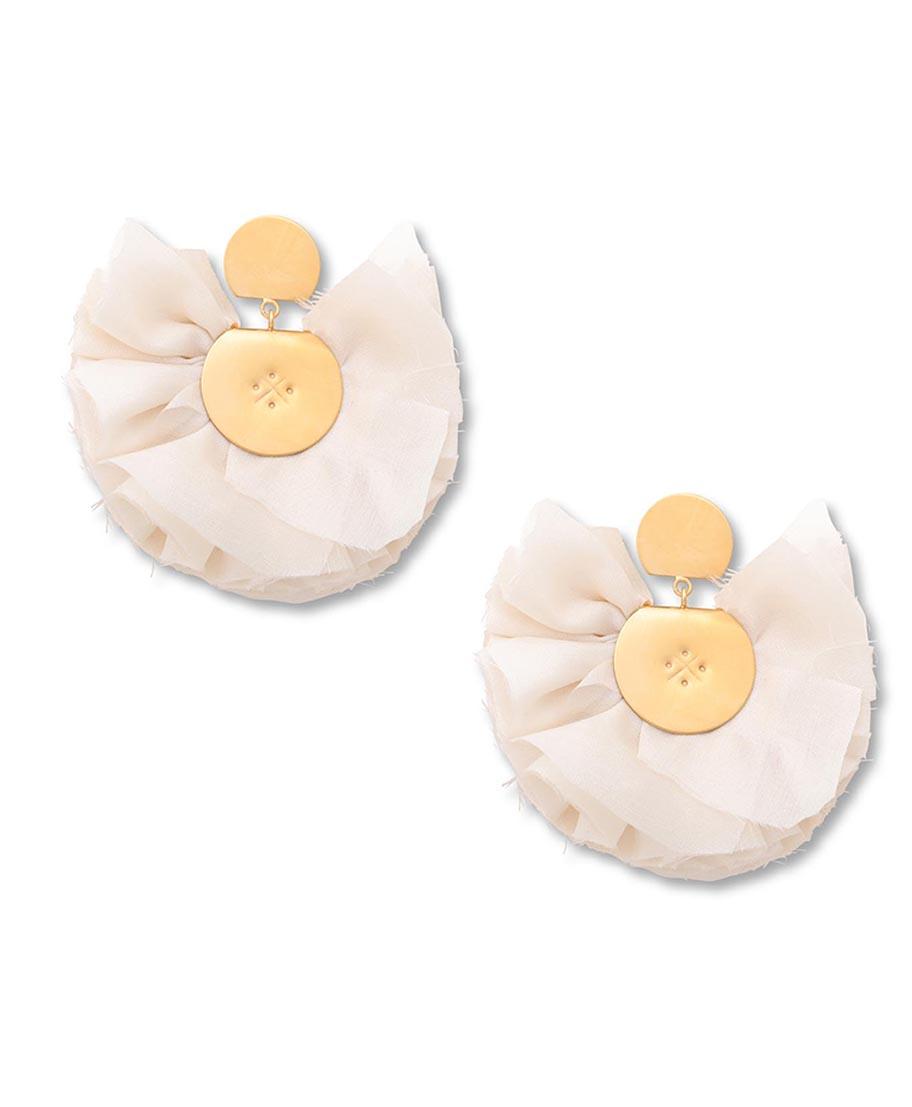 katerina makriyianni Mini Silky Fan Earrings / White
