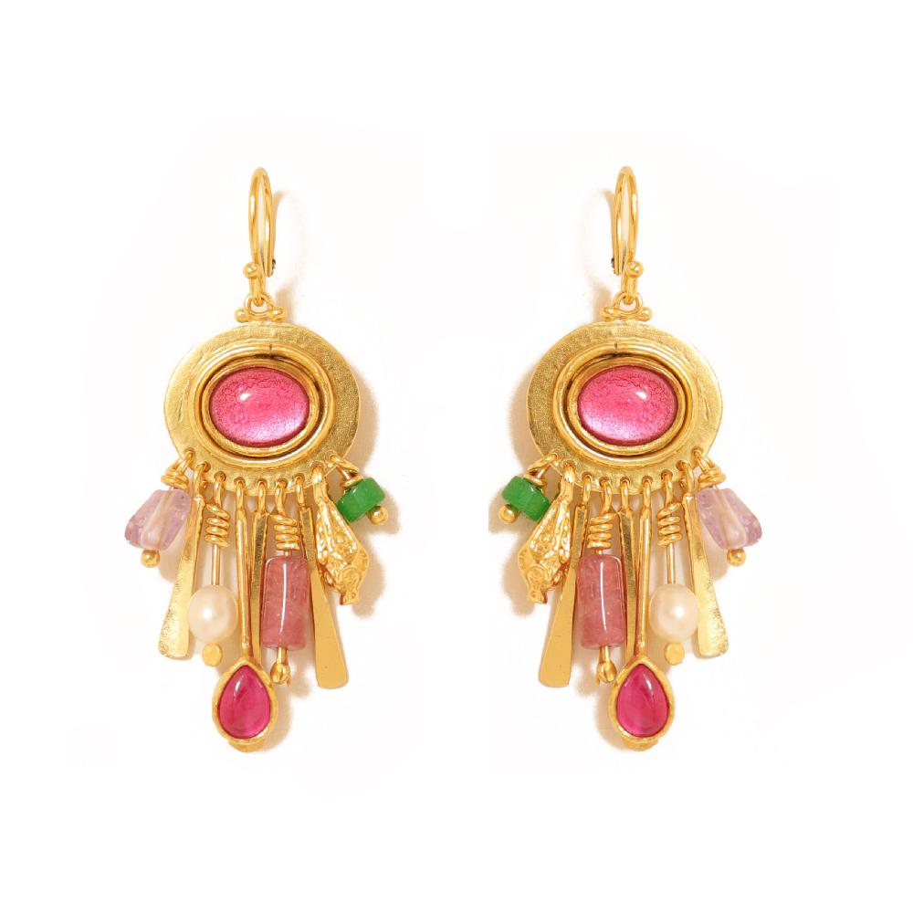katerina makriyianni Nomad Spirit Earrings/ Pink