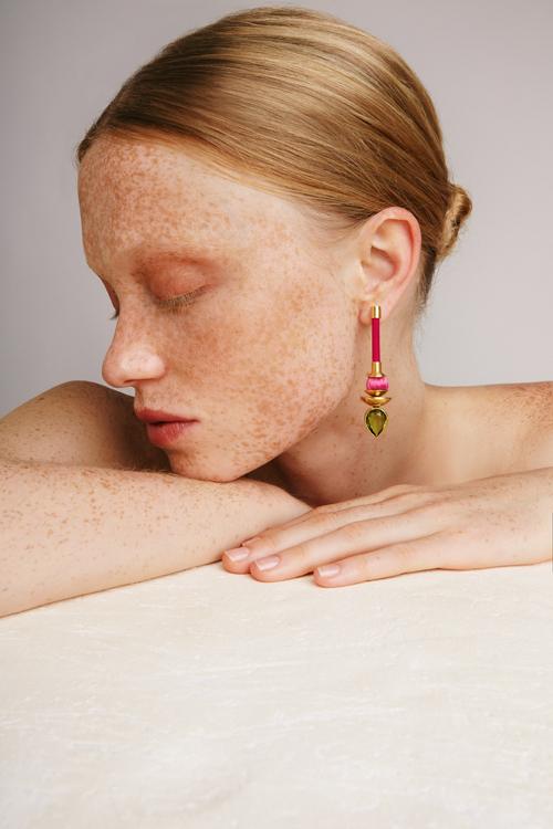 Katerina Makriyianni Silky Drops Earrings / Fuchsia