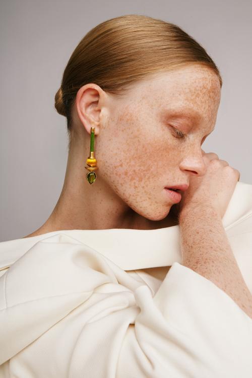 Katerina Makriyianni Silky Drops Earrings / Green