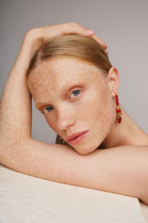 Katerina Makriyianni Silky Drops Earrings / Red