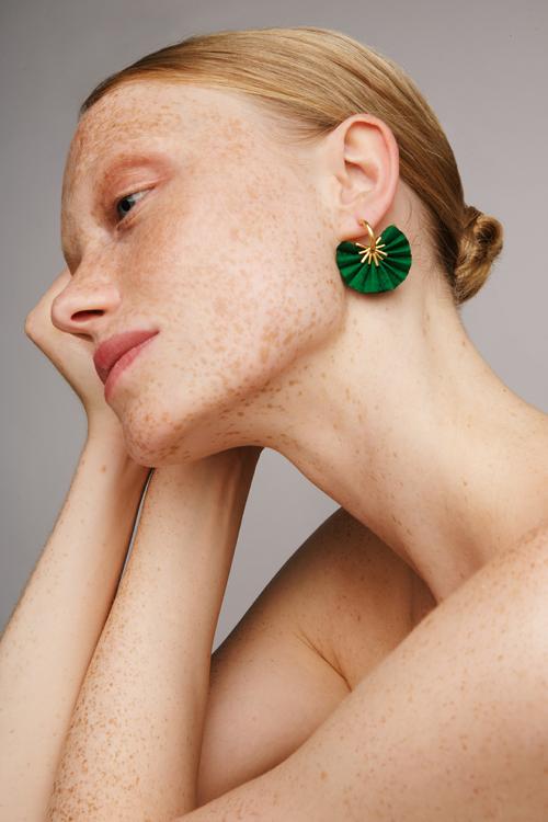 Katerina Makriyianni Sparkle Mini Hoops/ Green