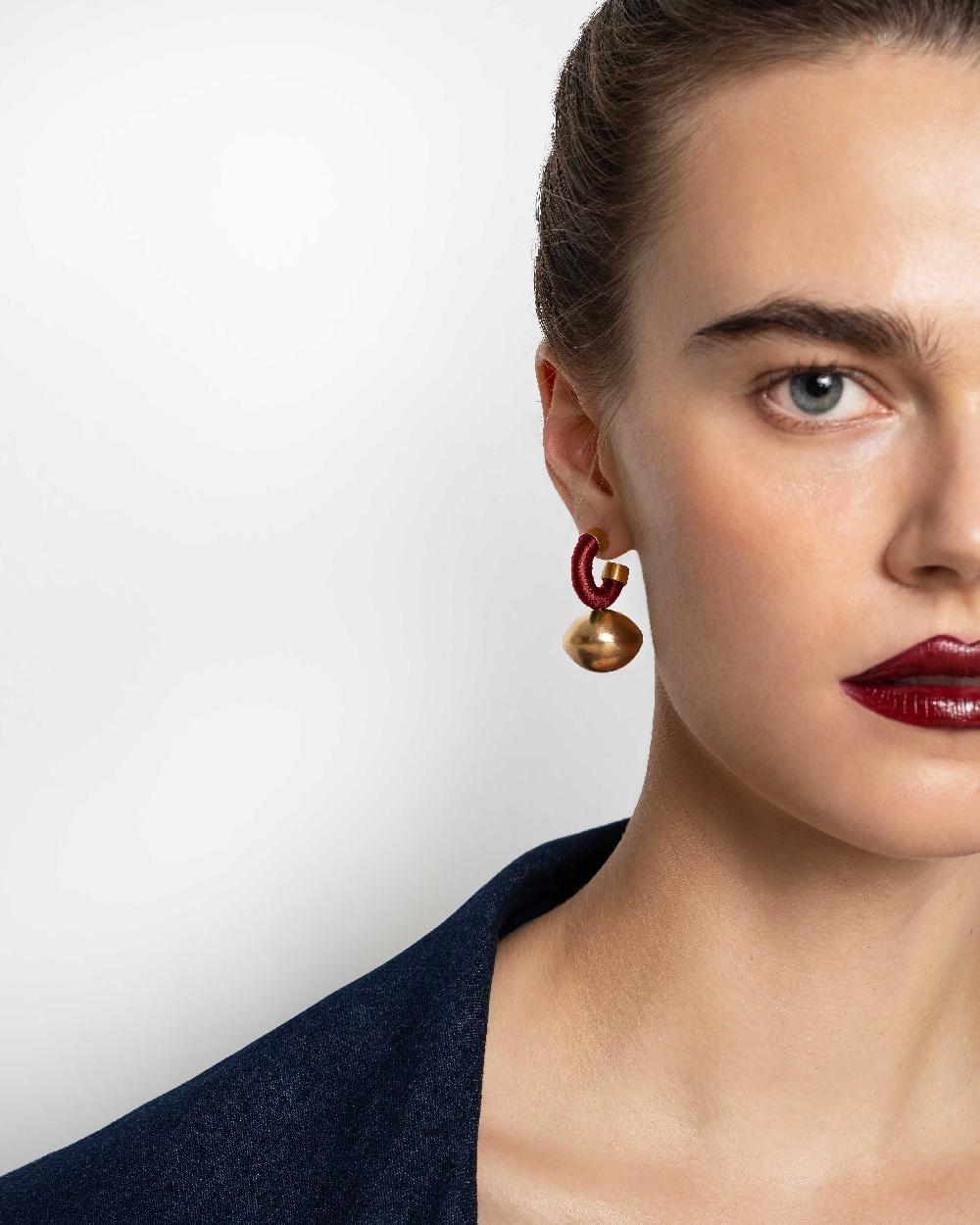 Katerina Makriyianni Sphera Hoops Small/ Bordeaux