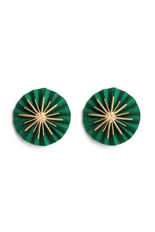 katerina makriyianni Star Earrings/ Dark Green