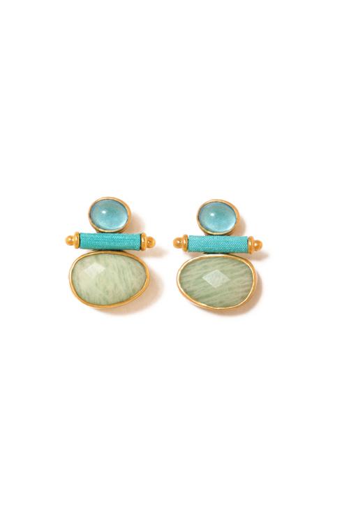 katerina makriyianni Triple Joy Studs/ Amazonite