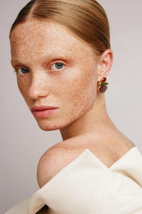 Katerina Makriyianni Triple Joy Studs/ Amethyst