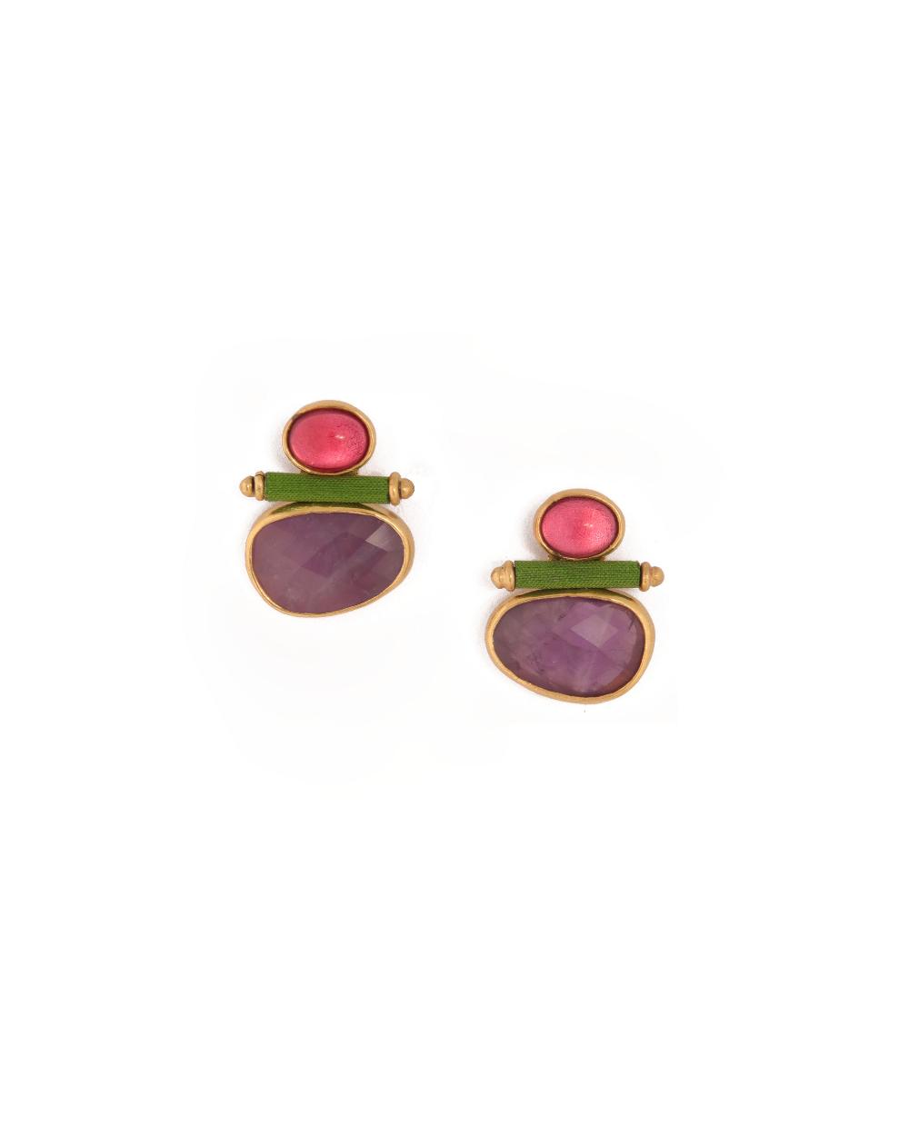 katerina makriyianni Triple Joy Studs/ Amethyst