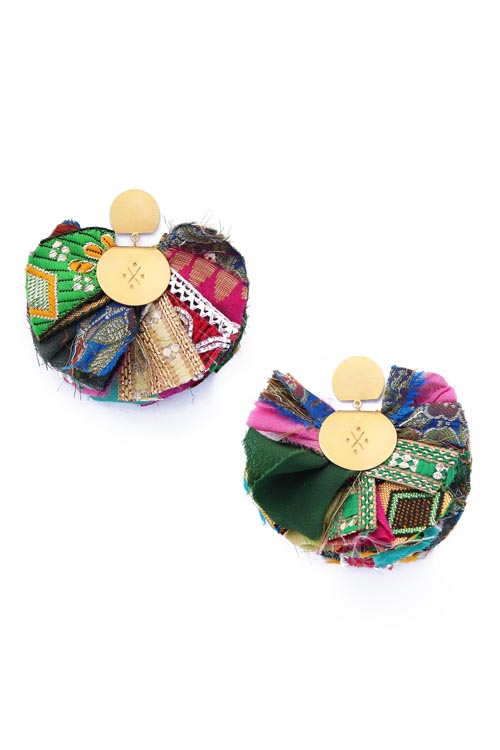 katerina makriyianni Mini silky fan earrings / Multicolor