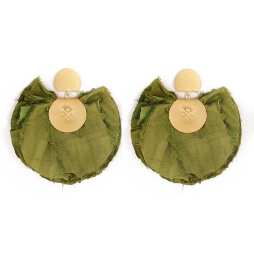 katerina makriyianni Mini silky fan earrings/ Olive Green