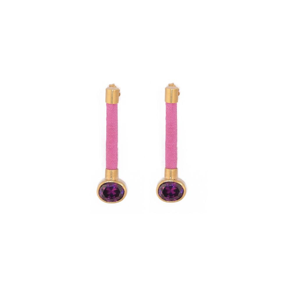 katerina makriyianni Silky Baguette Earrings Purple/ Pink
