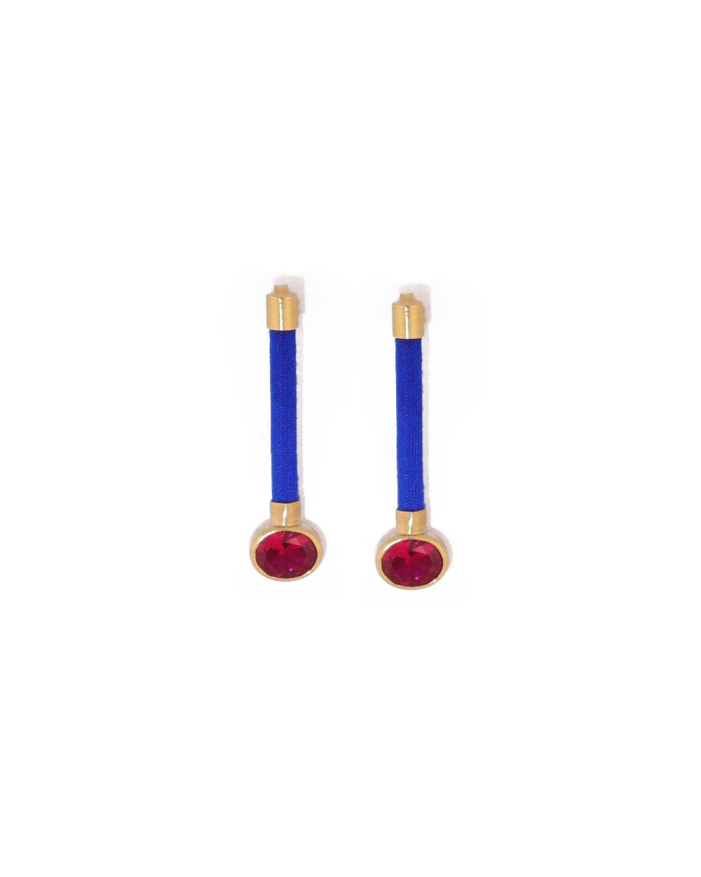 katerina makriyianni Silky Baguette Earrings Red/ Blue