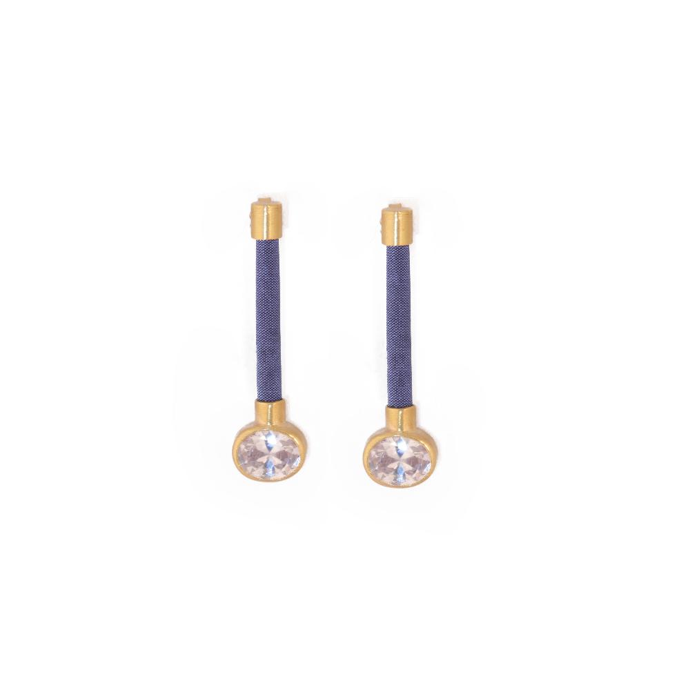 katerina makriyianni Silky Baguette Earrings White / Grey