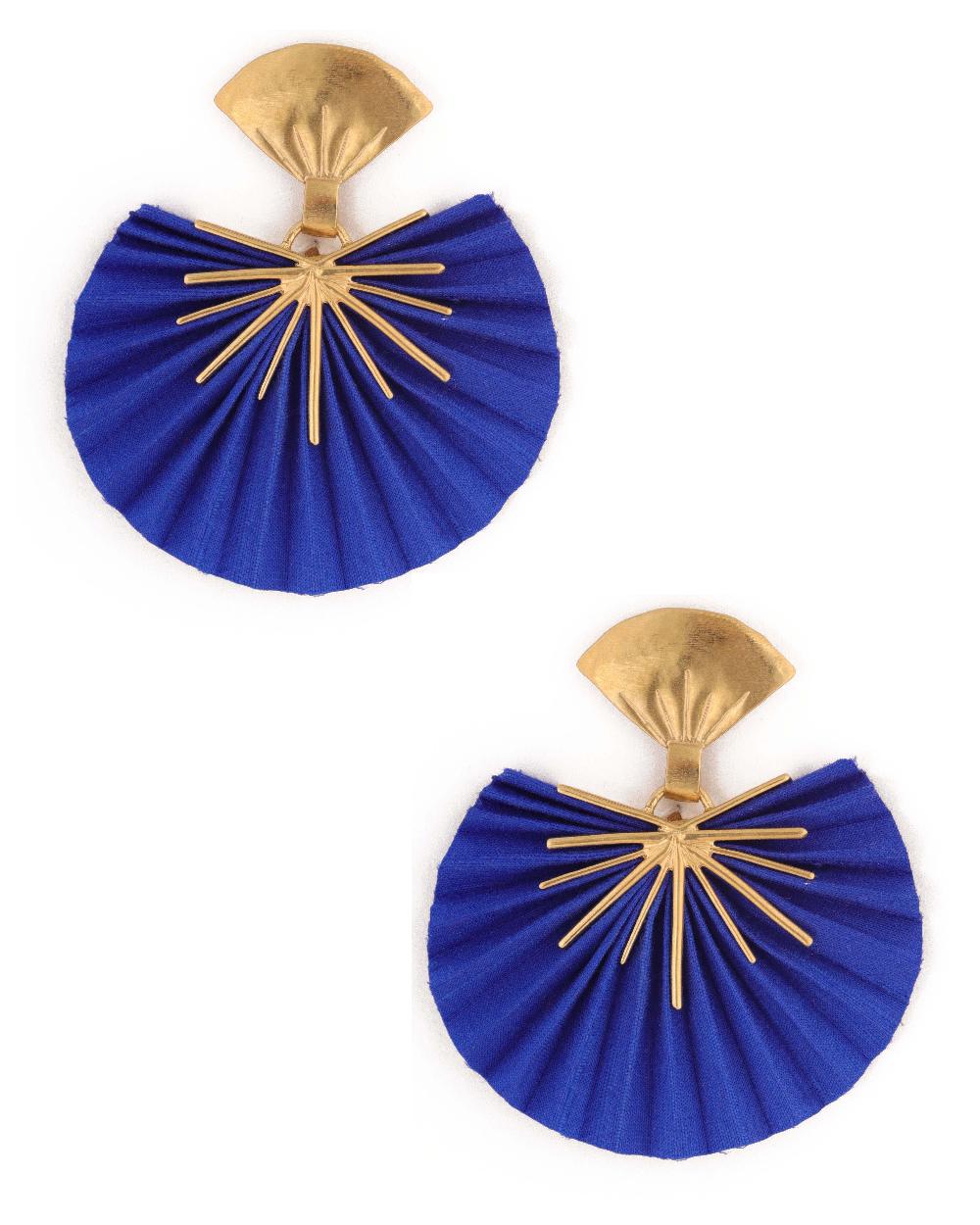katerina makriyianni Sparkle fan earrings / Small Blue