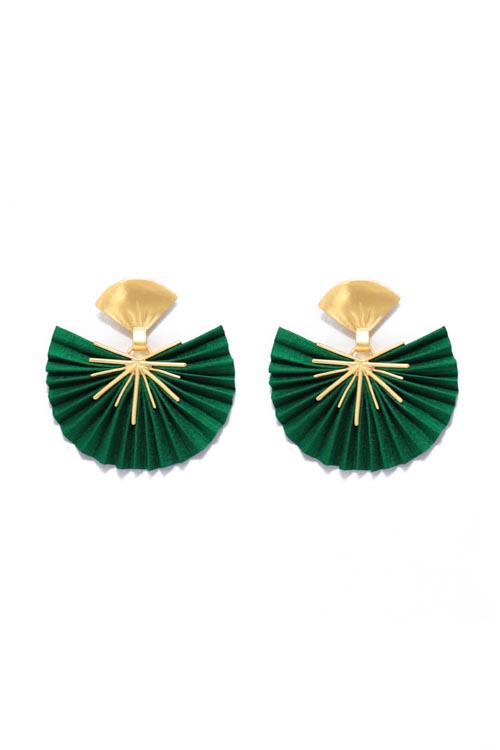 katerina makriyianni Sparkle Fan Earrings / Small Emerald Green