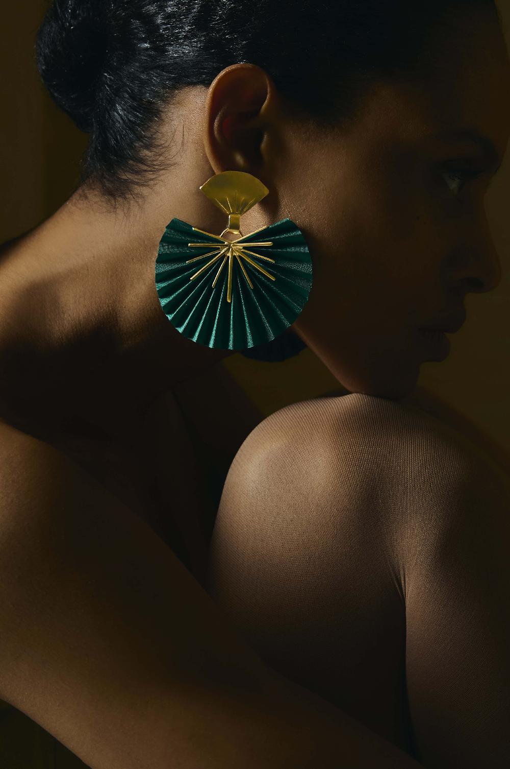 Katerina Makriyianni Sparkle Fan Earrings Small / Mint