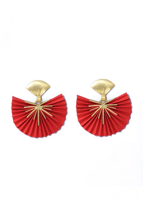 katerina makriyianni Sparkle fan earrings / Small Red