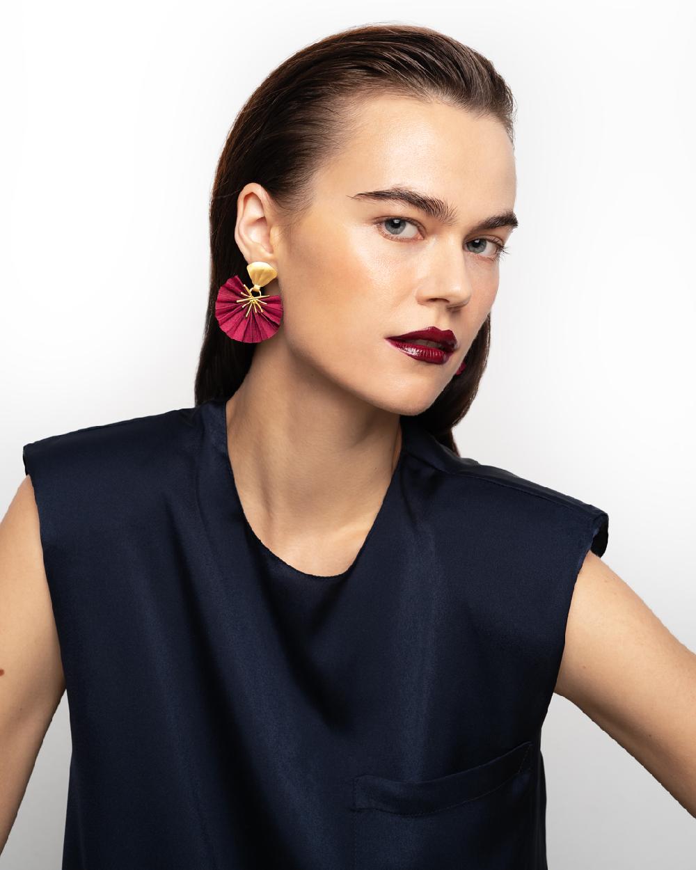 Katerina Makriyianni Sparkle Mini Fan Extra Small / Bordeaux