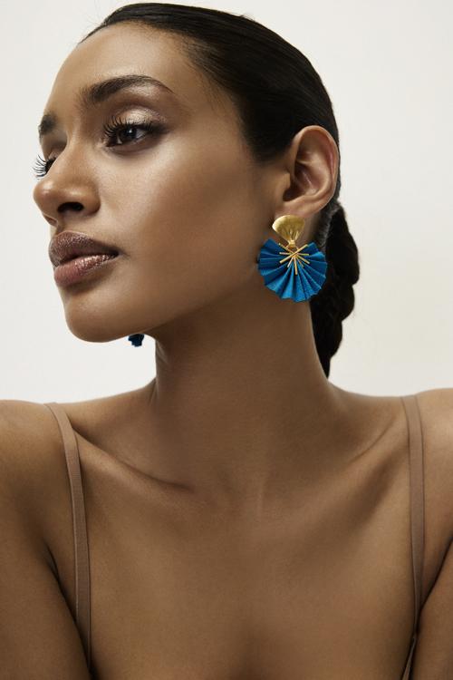 Katerina Makriyianni Sparkle Mini Fan Xs Earrings/Dark Turquoise