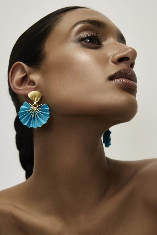 Katerina Makriyianni Sparkle Mini Fan Xs Earrings/ Turquoise