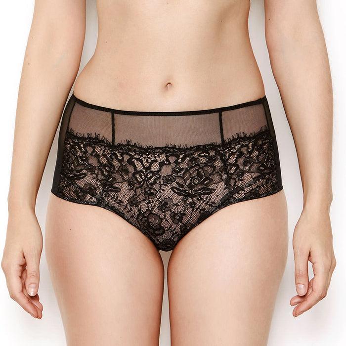 Katherine Hamilton Abbie Black Eyelash Lace High Waisted Knickers