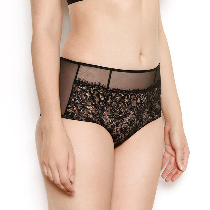 katherine hamilton Abbie black eyelash lace high waisted knickers
