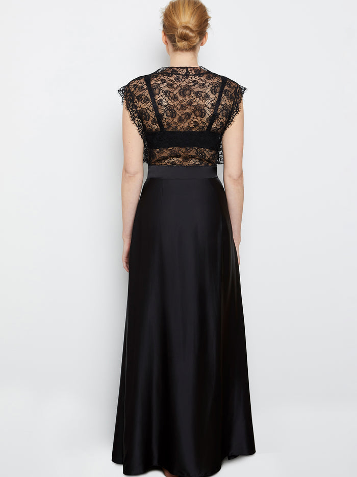 Katherine Hamilton Abbie Black Full Length Silk Robe