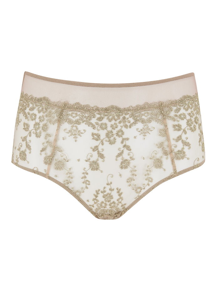 katherine hamilton Abrielle gold embroidered high waist knickers