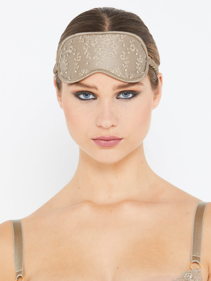 Katherine Hamilton Abrielle Gold Embroidered Silk Eye Mask