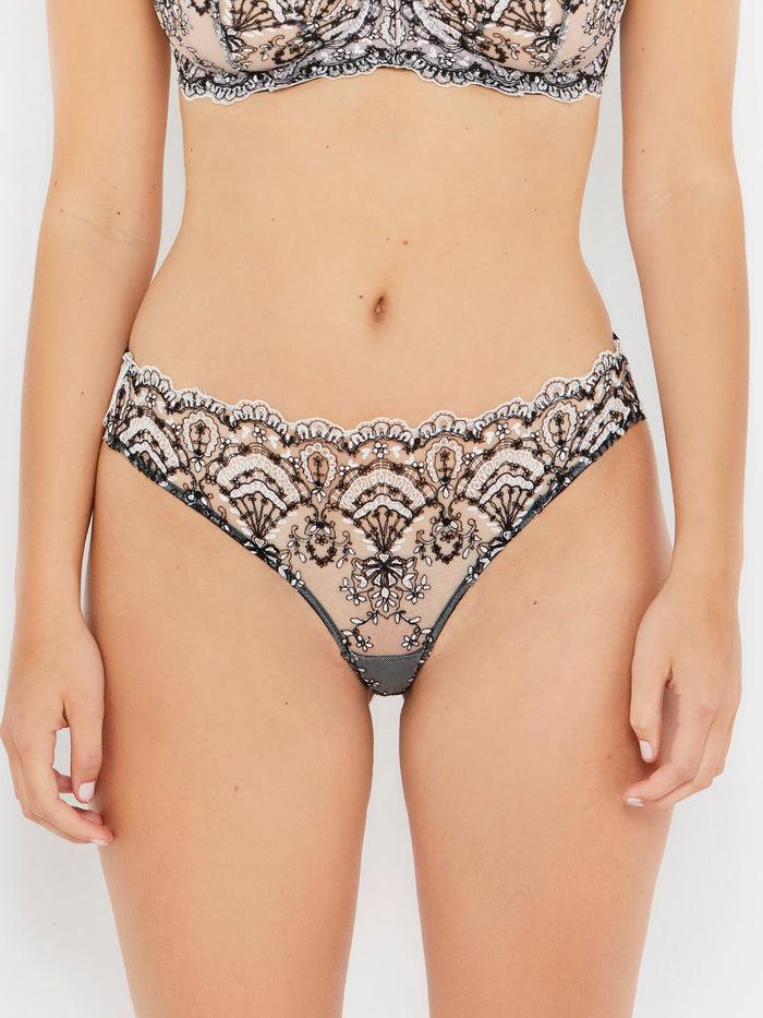 Katherine Hamilton Cora Black And White Knickers With Cord Embroidery
