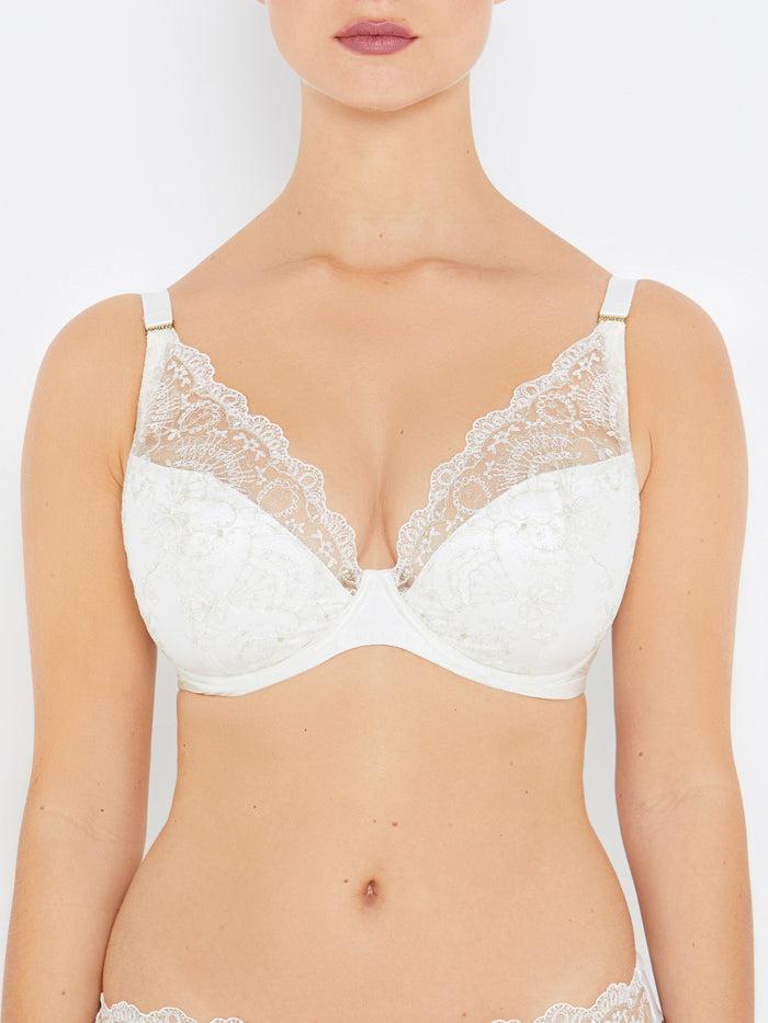Katherine Hamilton Grace Ivory And Gold Plunge Bra