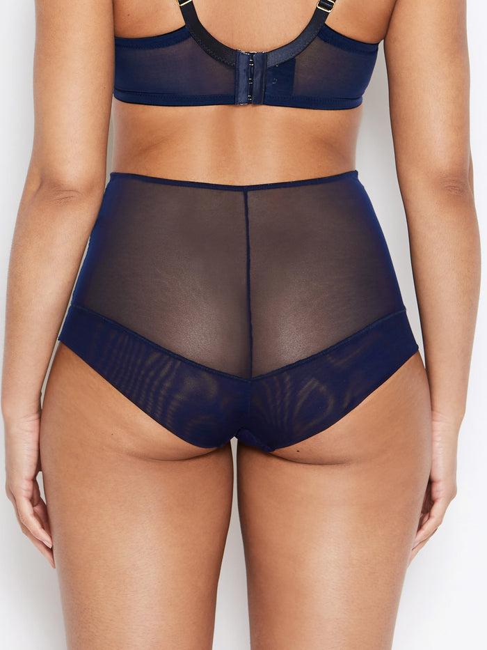 Katherine Hamilton Nina Navy Blue Mesh High Waisted Knickers