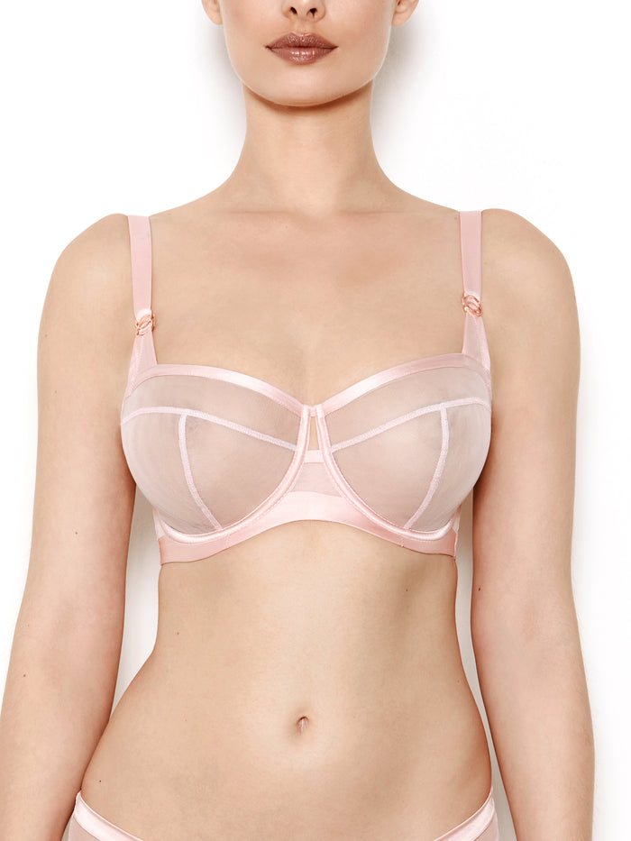 Katherine Hamilton Nina Rose Pink Non Padded Mesh Bra With Silk Trims