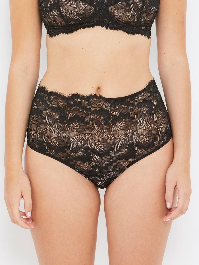 Katherine Hamilton Olivia Black Stretch Lace High Waist Knickers
