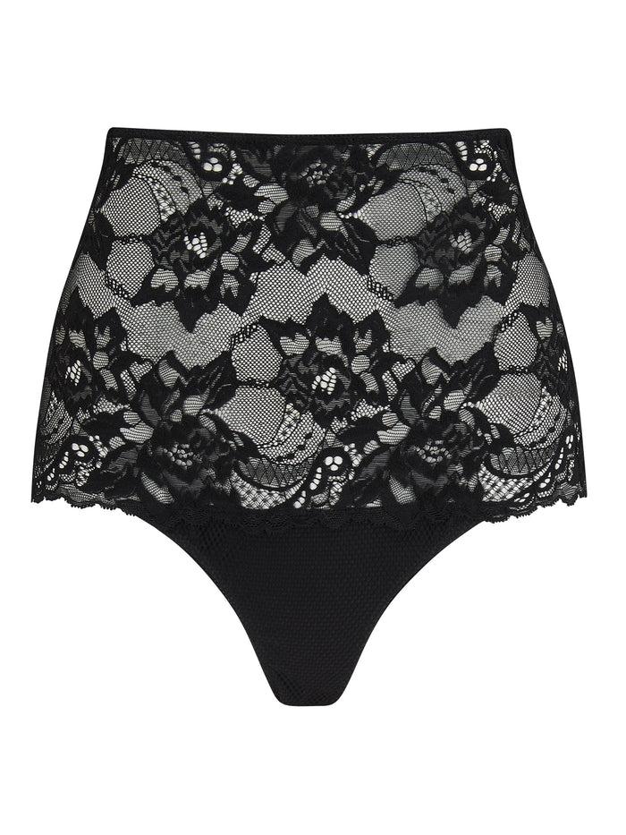 katherine hamilton Simone black stretch lace high waist knickers