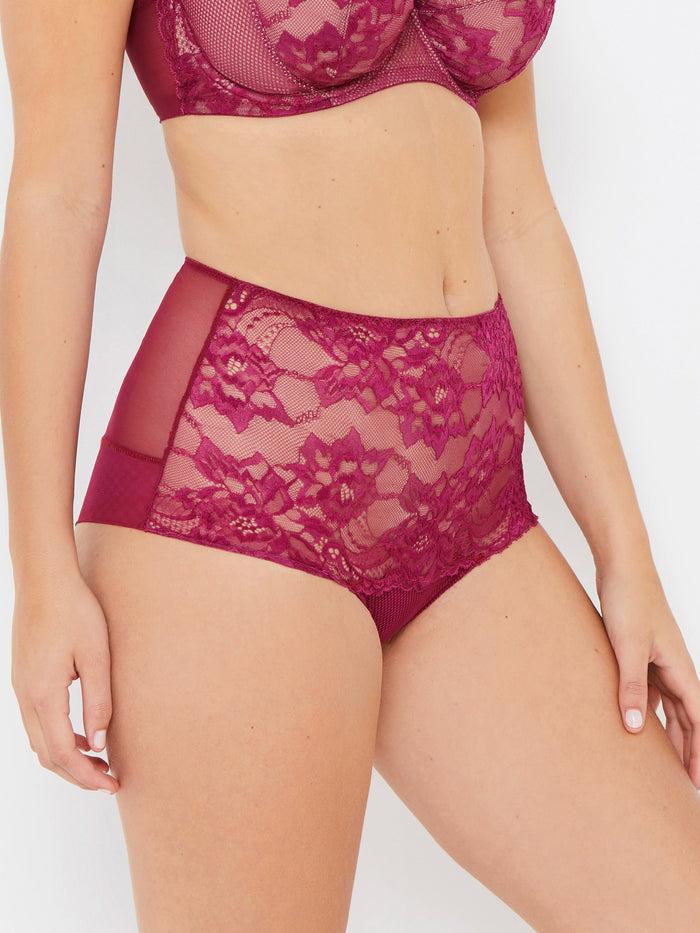 katherine hamilton Simone boysenberry stretch lace high waist knickers