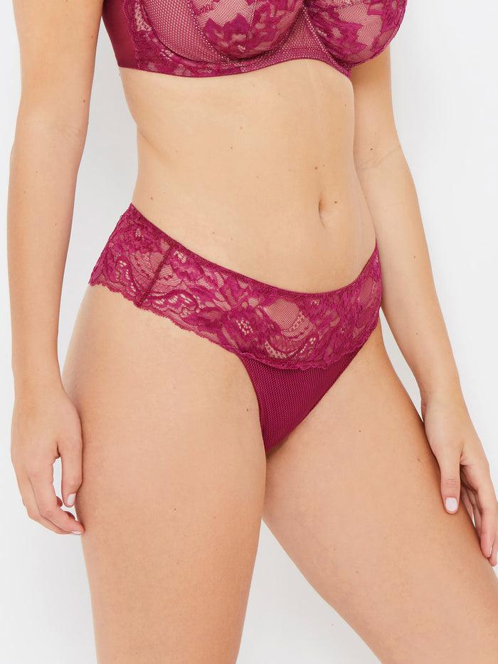 katherine hamilton Simone boysenberry stretch lace thong