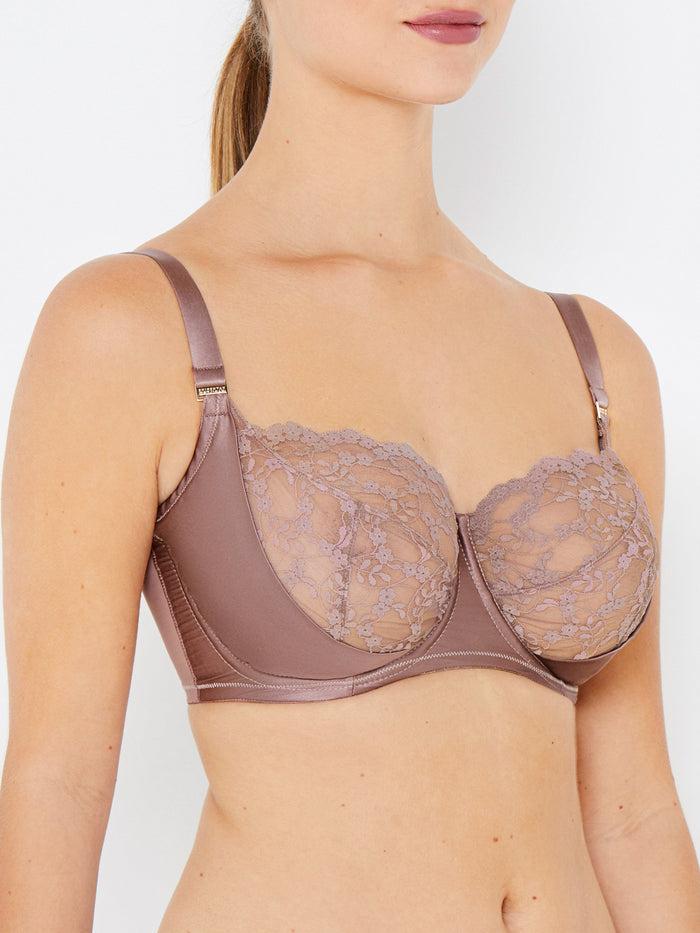 Katherine Hamilton Sophia Café Lace Balconette Bra With Silk Quarter Cups