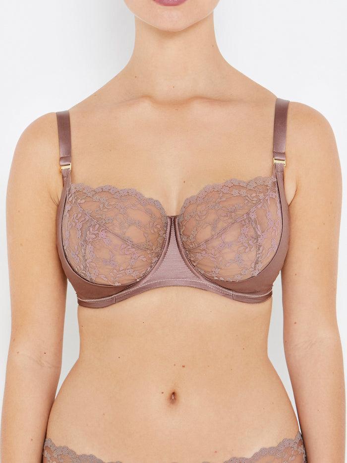 Katherine Hamilton Sophia Café Lace Balconette Bra With Silk Quarter Cups