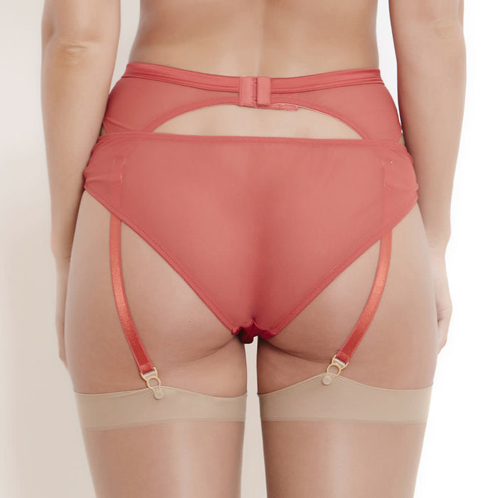 Katherine Hamilton Sophia Red Lace High Waist Suspender Belt