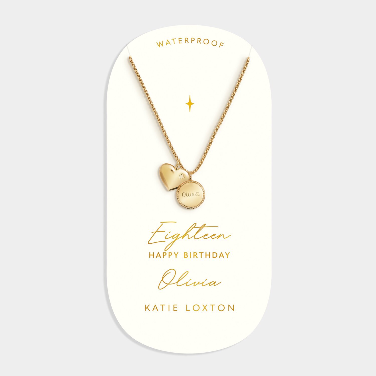 Katie Loxton '18th Birthday' Waterproof Gold Sentiment Necklace