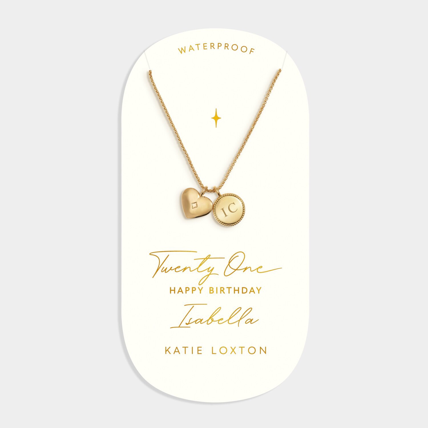 Katie Loxton '21st Birthday' Waterproof Gold Sentiment Necklace