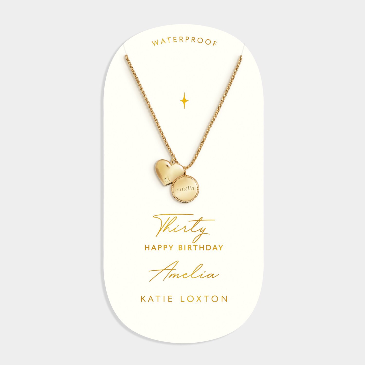 Katie Loxton '30th Birthday' Waterproof Gold Sentiment Necklace