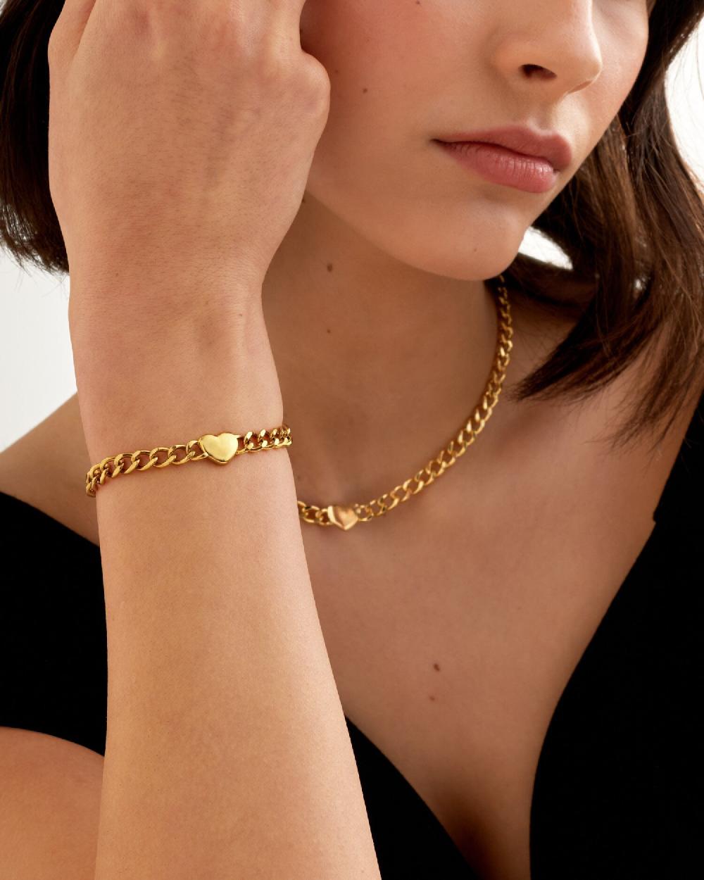 katie loxton Allure Waterproof Gold Heart Chain Bracelet