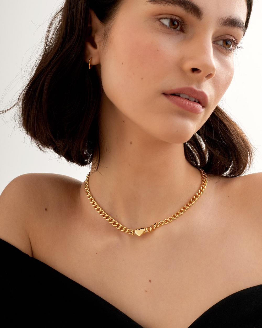 katie loxton Allure Waterproof Gold Heart Chain Necklace