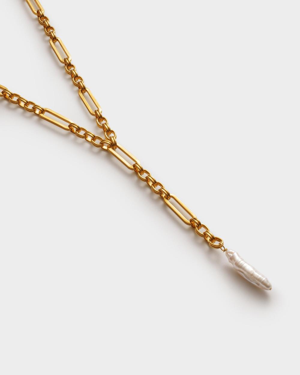 Katie Loxton Allure Waterproof Gold Pearl Lariat Necklace